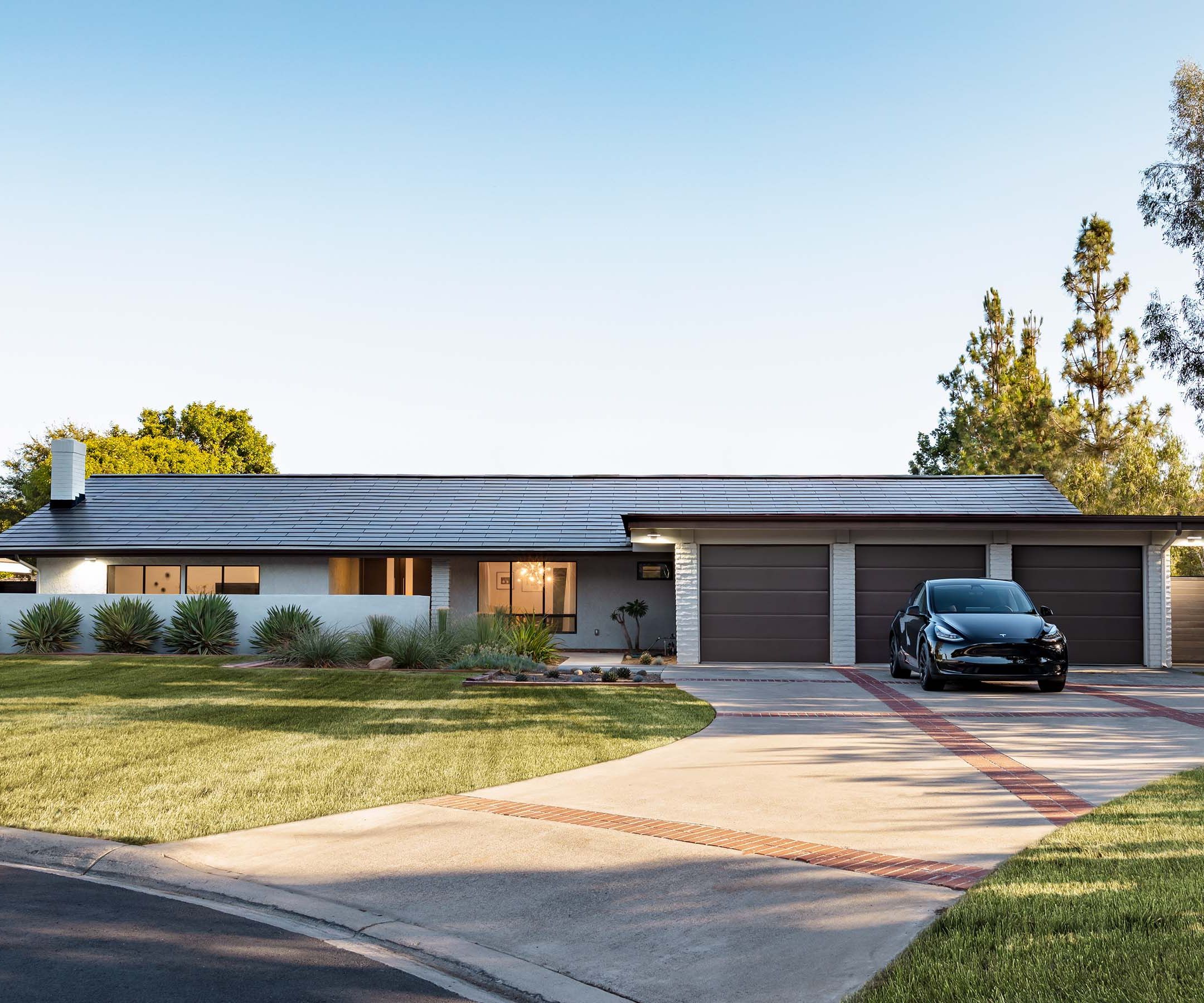 Home outfitted with Tesla Solar Roof
